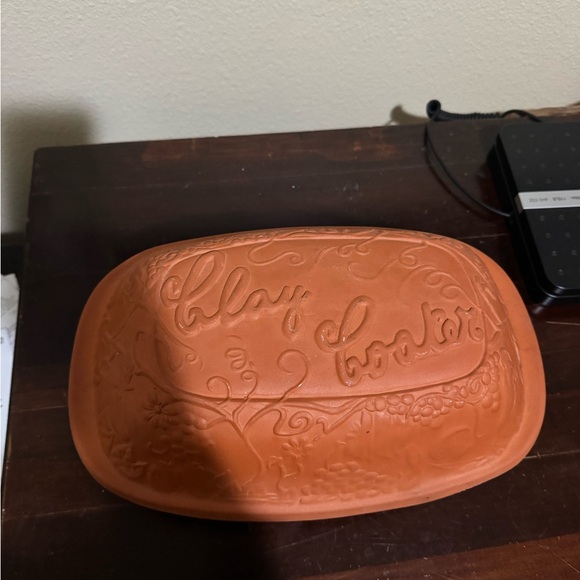 Vintage Clay Pot Cooker with Grape Pattern Design Terracotta - Picture 5 of 9